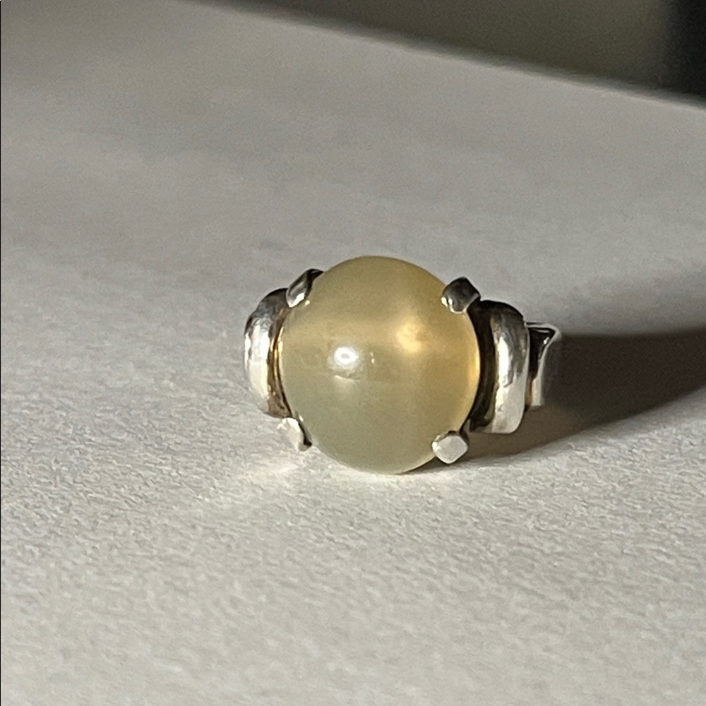 Yellow Moonstone Sterling Cocktail Ring